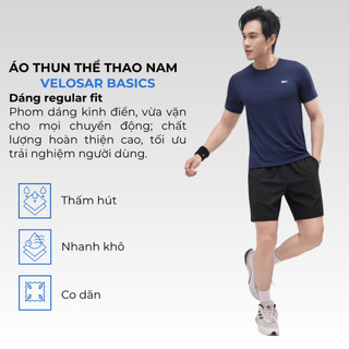 Áo thun nam thể thao Velosar RTS-60083A tập Gym, Tennis, Pickleball thoải mái, thấm hút, nhanh khô