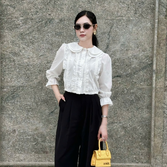 Áo Sơ Mi Nữ Cổ Sen Viền Bèo Tay Dài Vạt Ly Thanh Lịch – Áo Kiểu Basic Dễ Mix Đồ SM88