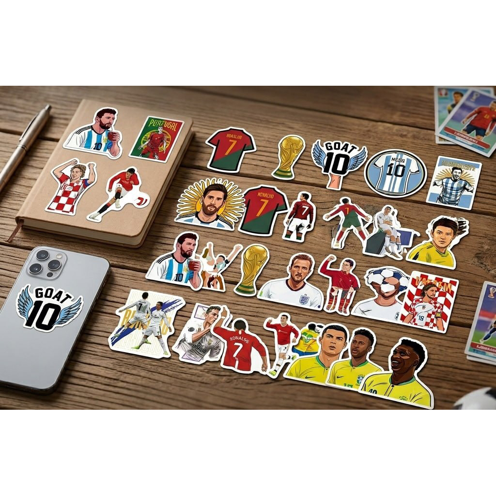 20/60/100 sticker ronaldo và messi để trang trí world cup 2026