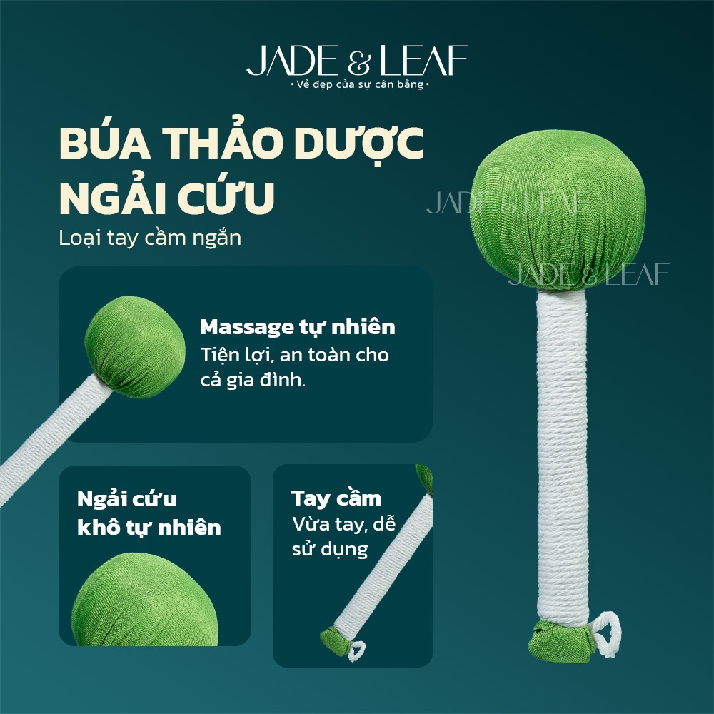 Búa Massage Màu Xanh Lá Jade&Leaf Thảo Dược Ngải Cứu Loại Ngắn Hỗ Trợ Giảm Đau Mỏi Cổ Vai Gáy