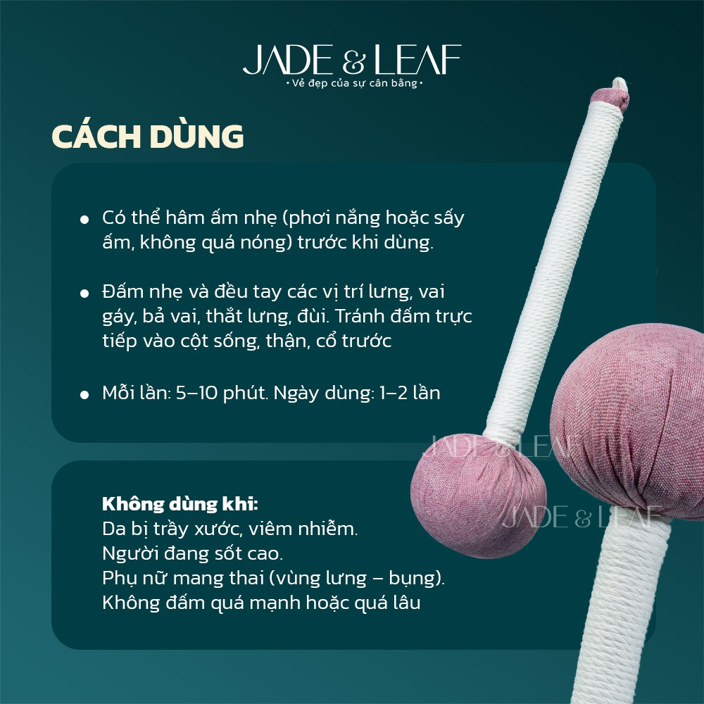 Búa Massage Jade&Leaf Màu Hồng Loại Dài Hỗ Trợ Massage Toàn Thân Thư Giãn Cổ Vai Gáy Giảm Đau Mỏi