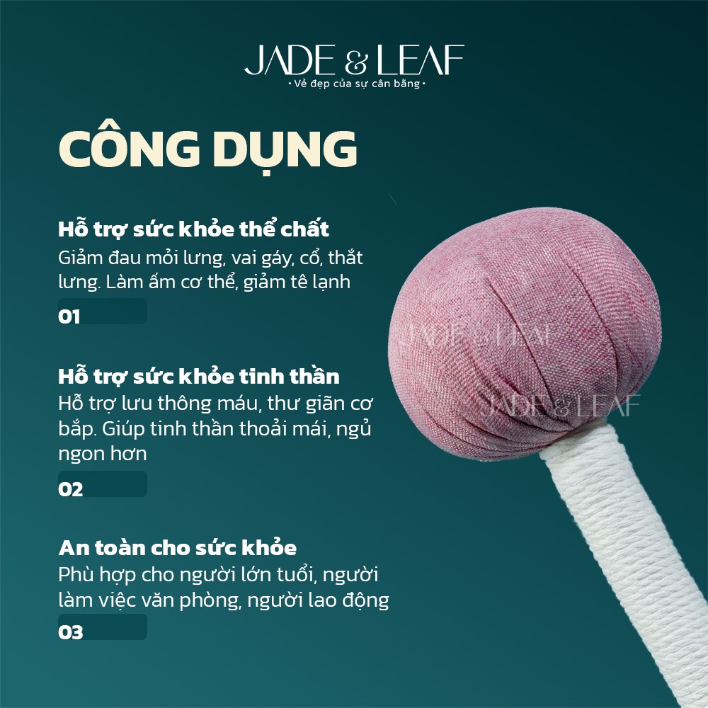 Búa Massage Jade&Leaf Màu Hồng Loại Dài Hỗ Trợ Massage Toàn Thân Thư Giãn Cổ Vai Gáy Giảm Đau Mỏi