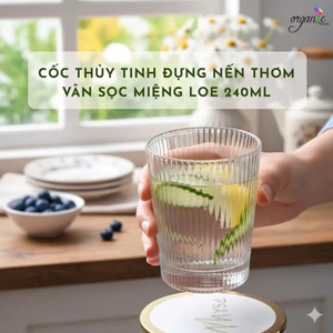 CỐC NƯỚC - CỐC THỦY TINH ĐỰNG NẾN THƠM VÂN SỌC MIỆNG LOE 240ML
