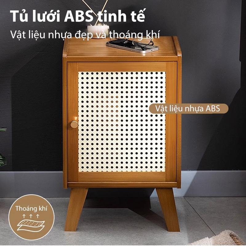 Tủ Đầu Giường Gỗ Phong Cách Nhật Bắc Âu Tối Giản Cho Phòng Ngủ Hoặc Góc Sofa Tủ Đa Năng Bàn Phụ