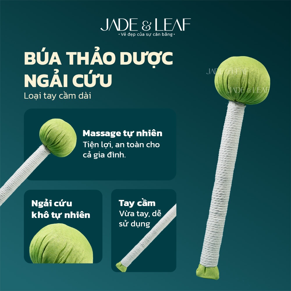 Búa Ngải Cứu Màu Xanh Lá Jade&Leaf Thảo Dược Massage Loại Dài Hỗ Trợ Giảm Đau Mỏi Cổ Vai Gáy