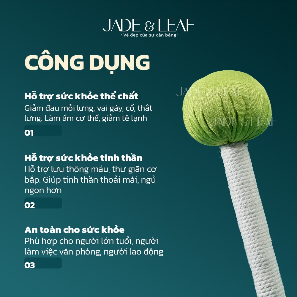 Búa Ngải Cứu Màu Xanh Lá Jade&Leaf Thảo Dược Massage Loại Dài Hỗ Trợ Giảm Đau Mỏi Cổ Vai Gáy