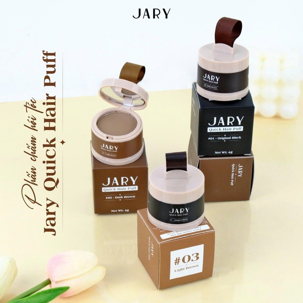 Phấn Chấm Hói Tóc Jary Quick Hair Puff Phủ Hói Che Khuyết Điểm Chân Tóc 4g