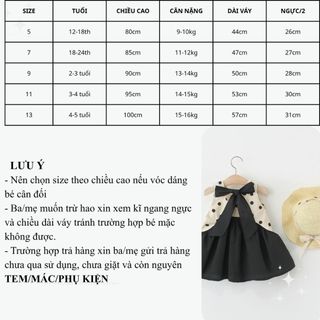Set váy+nón cói cho bé gái vải thô cotton mỏng mát màu đen trắng chấm bi to phù hợp mùa hè D1283