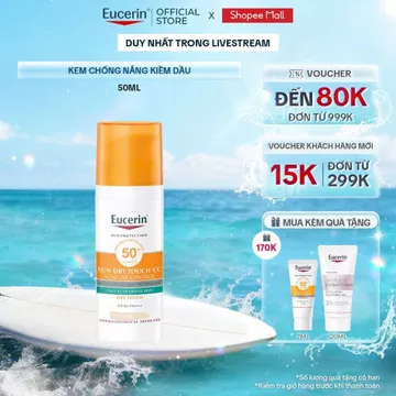 [KOL x Eucerin]Kem chống nắng kiềm dầu, có màu Eucerin Sun Dry Touch CC Oil Control SPF50+ 50ml