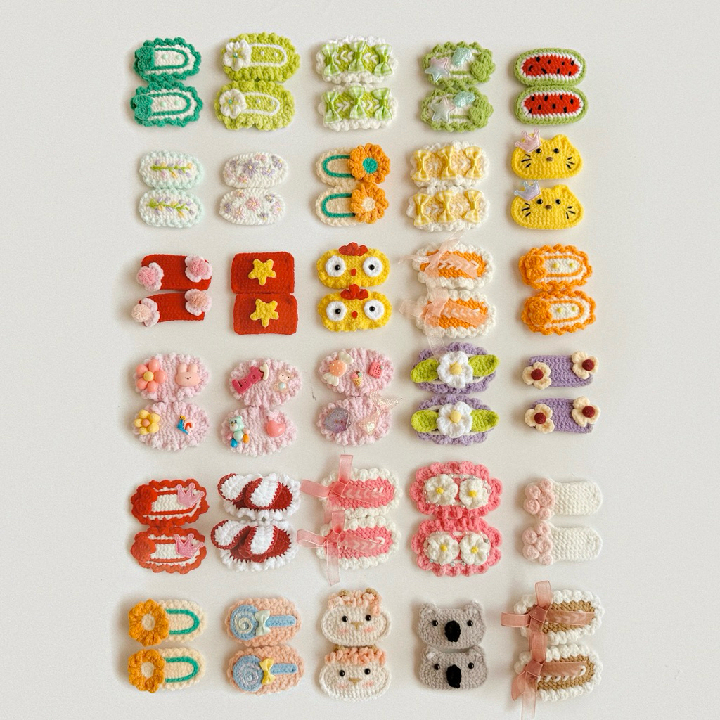 [LẺ 1 CÁI] Kẹp Tóc Len Nhung Kẹp Mái Hình Thú Hình Hoa Tổng Hợp Dễ Thương Handmade Quà Tặng