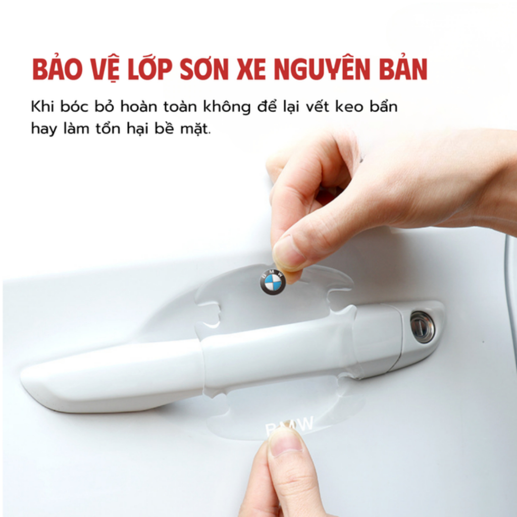 Miếng Dán Silicon Trong Suốt Chống Trầy Ô Tô Full Bộ 8 Chi Tiết Hốc Cửa, Tay Nắm, Gương Phù Hợp Nhiều Dòng Xe