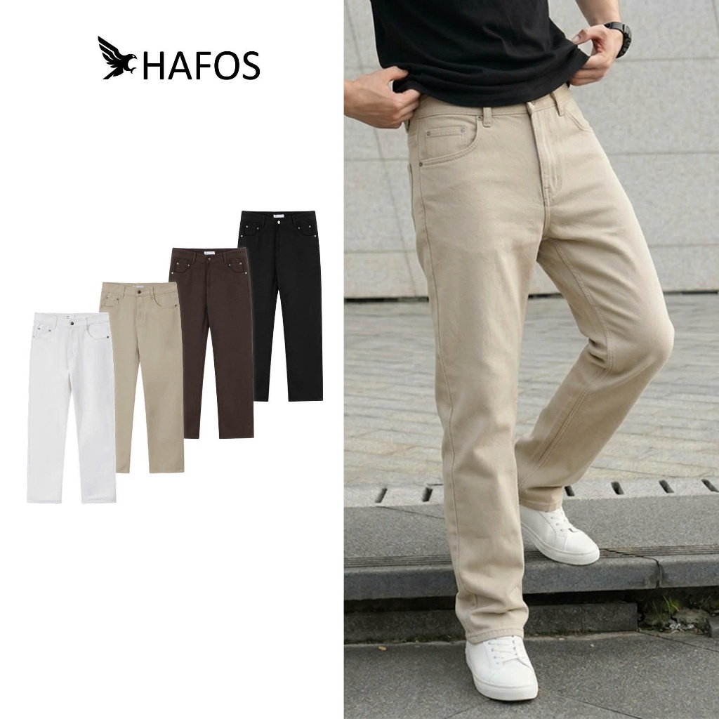 [ HAFOS ] Quần nam ống suông HAFOS chất liệu Kaki Jean dày dặn, đứng ...