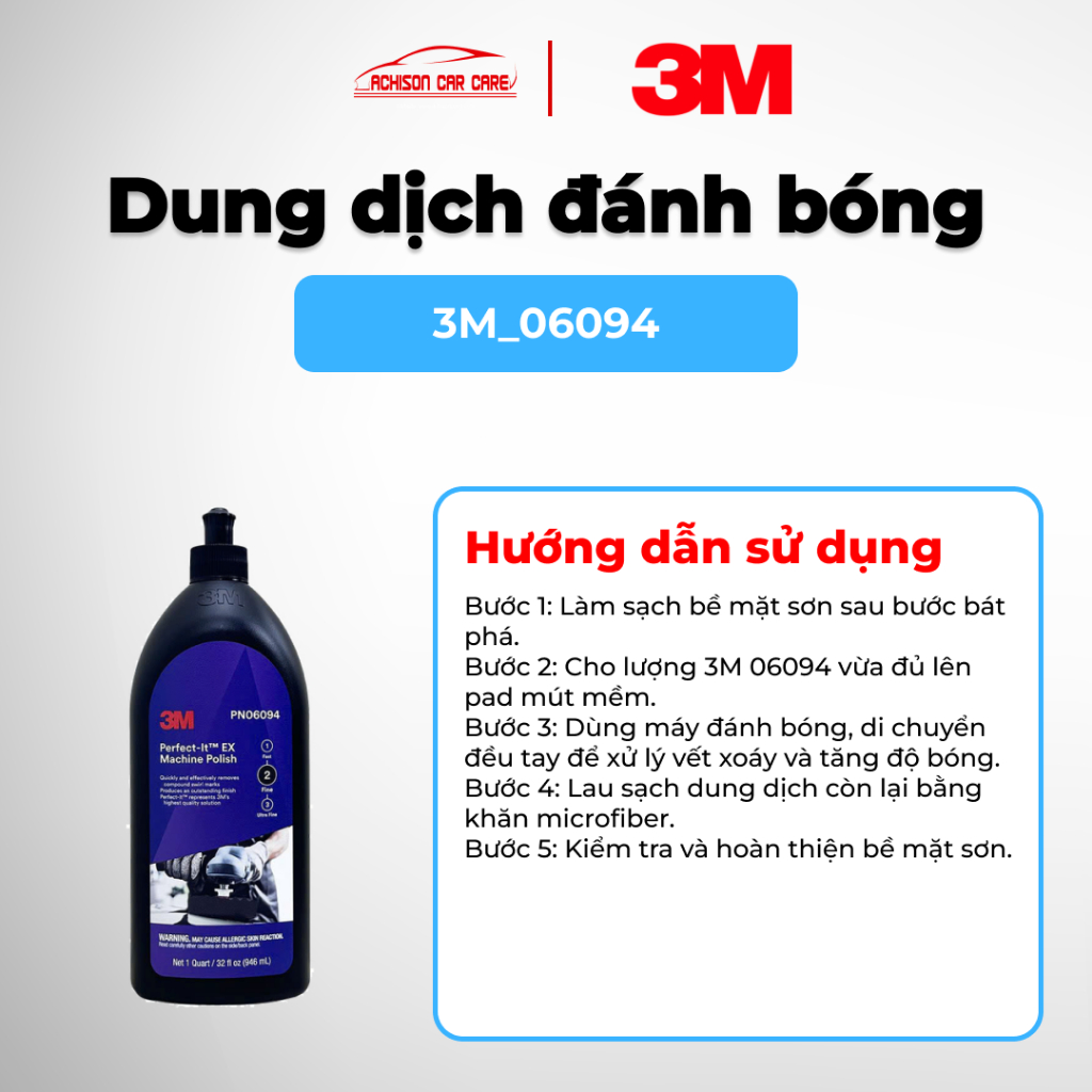3M DUNG DỊCH ĐÁNH BÓNG 06094 CAO CẤP BƯỚC 2 HOÀN THIỆN BÓNG MỊN BỀ MẶT SƠN