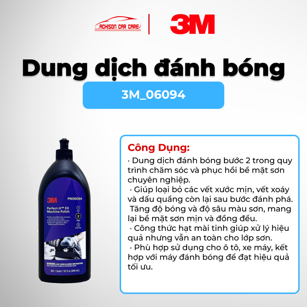 3M DUNG DỊCH ĐÁNH BÓNG 06094 CAO CẤP BƯỚC 2 HOÀN THIỆN BÓNG MỊN BỀ MẶT SƠN