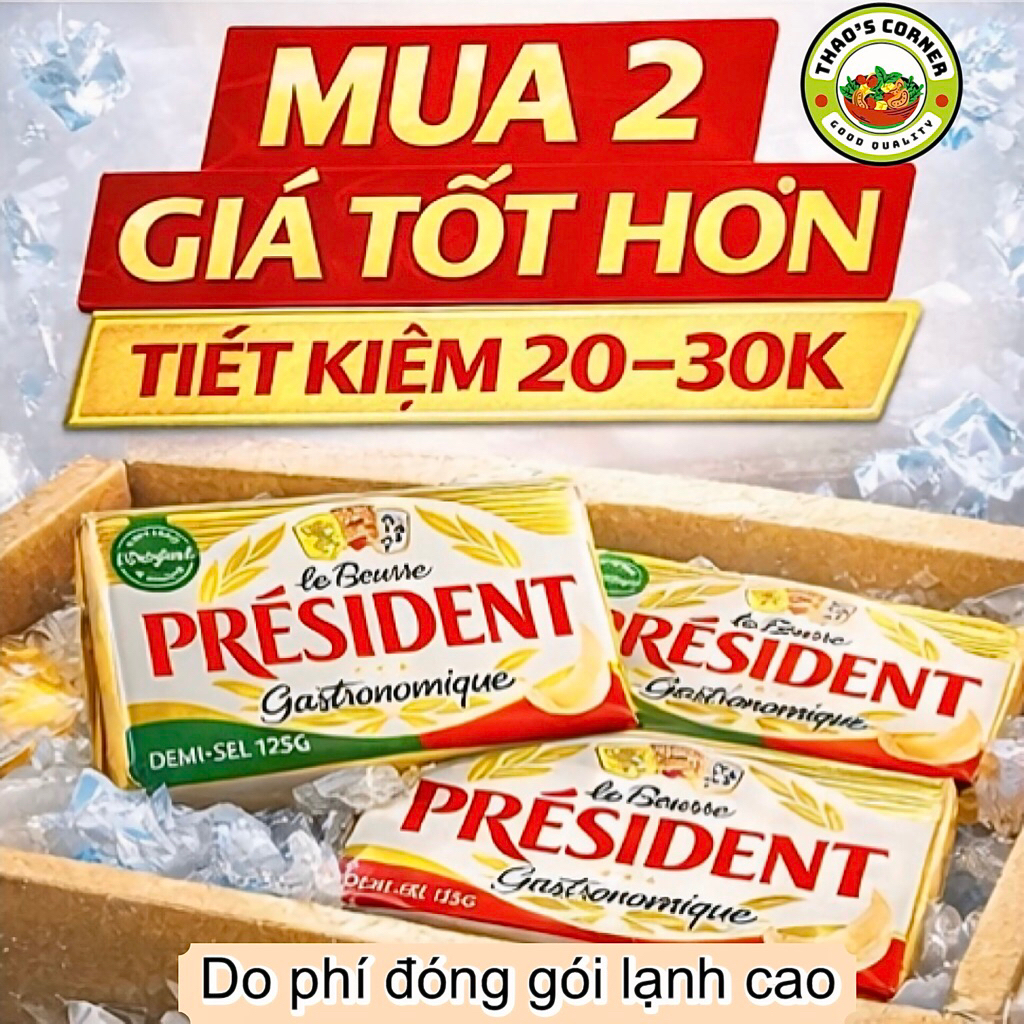 [Không ship thường 1Pcs] {Date 10/2026}[Giao miền Nam ]  Bơ Mặn Pháp 125g | Demi - Sel | Béo Thơm Chuẩn Âu làm Bánh