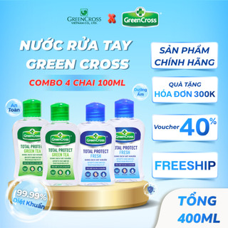 Combo 4 Nước Rửa Tay Green Cross 100ml - Diệt Khuẩn 99,9%, Sạch Nhanh, Dịu Nhẹ Da Tay