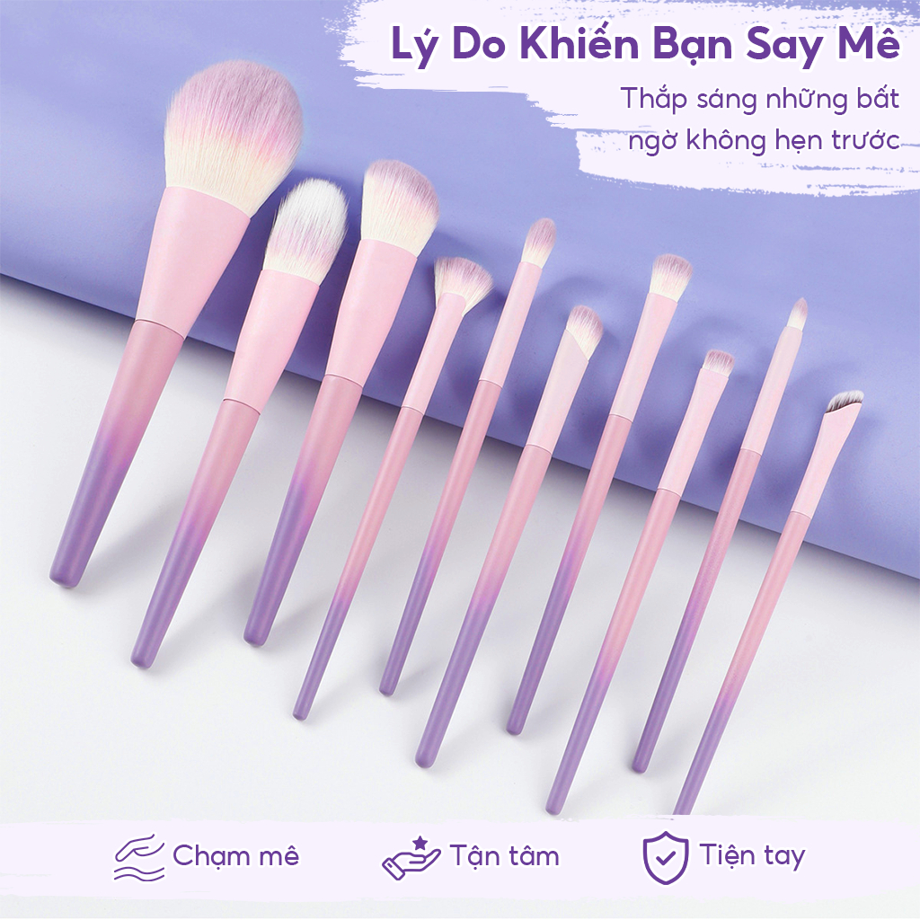 Set 10 Cọ Trang Điểm Derf Chuyên Nghiệp Chất Lượng Cao