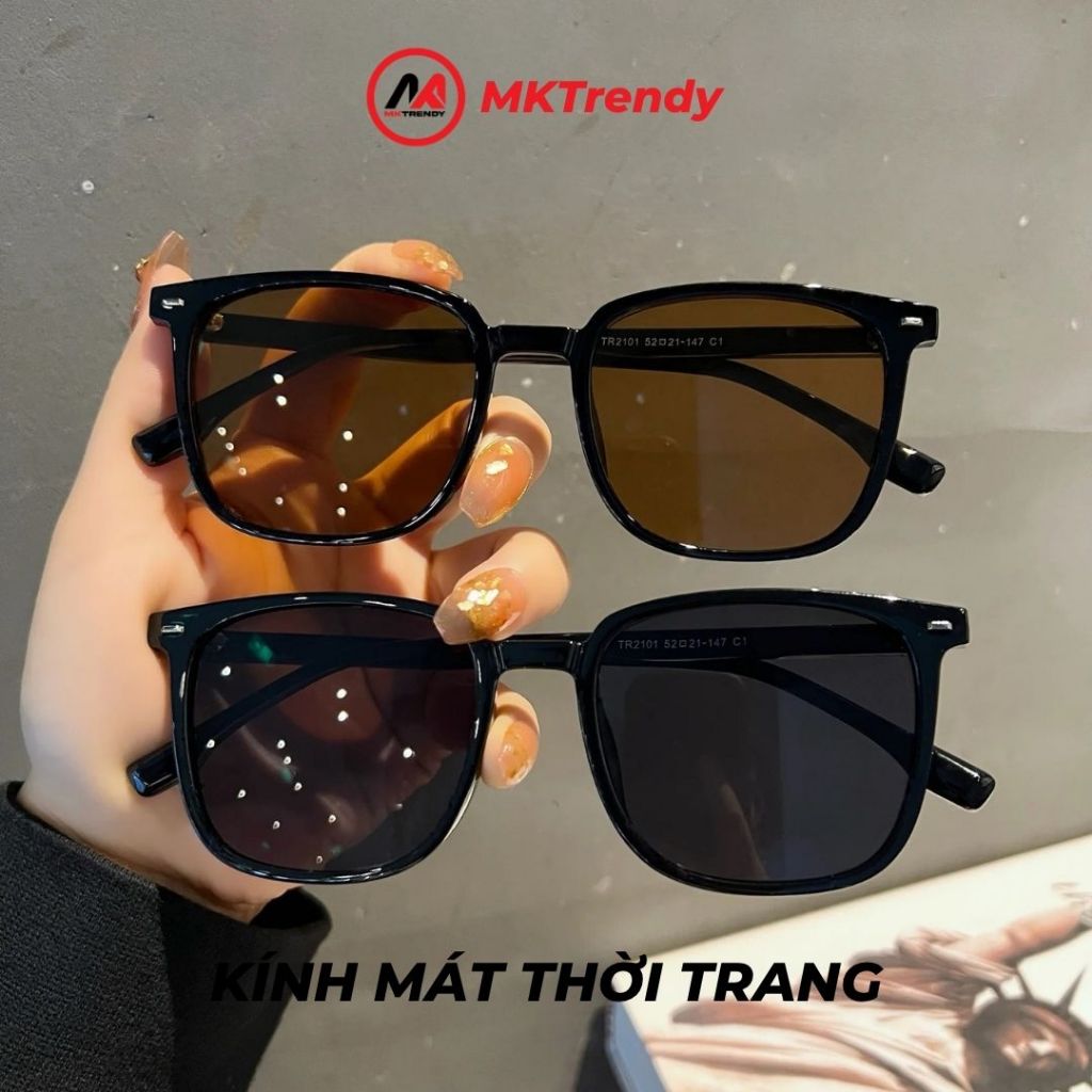 Kính đổi màu gọng vuông MKTRENDY thời trang nam nữ gọng nhựa dẻo chống tia UV chống ánh sáng xanh X16