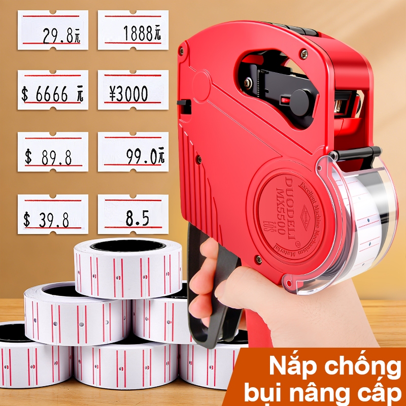 Máy in giá 8 chữ số, kèm cuộn mực và nhãn tem giá miễn phí, phù hợp sử dụng kinh doanh cửa hàng bán
