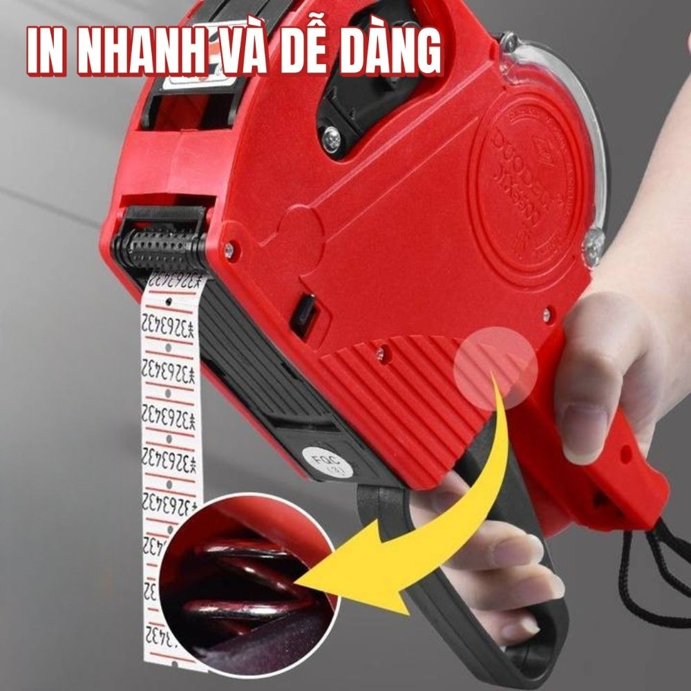 Máy in giá 8 chữ số, kèm cuộn mực và nhãn tem giá miễn phí, phù hợp sử dụng kinh doanh cửa hàng bán