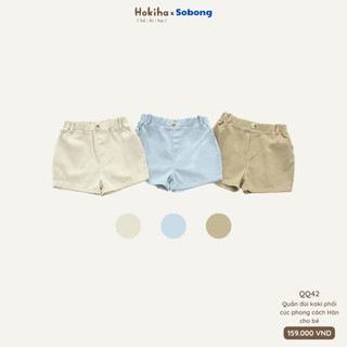 Quần đùi kaki phong cách Hàn Quốc phối cúc Hokiha vải kaki mềm, thoáng mát cho bé từ 8-17kg QQ42