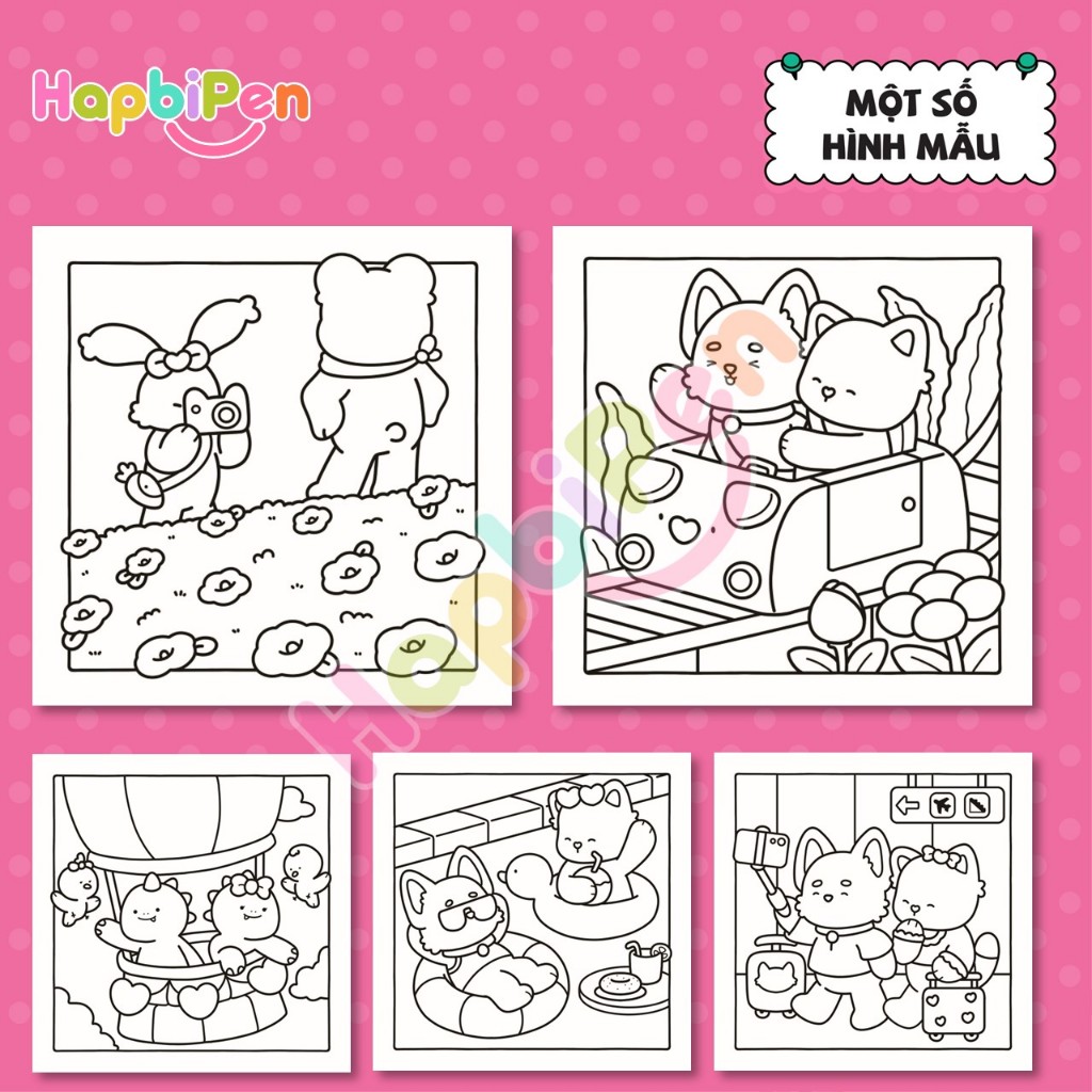 Tranh tô màu Cozy cho bé với 40 trang A4 A5 nét vẽ Boldline art 2 chú mèo đáng yêu Cat Love Vol 3