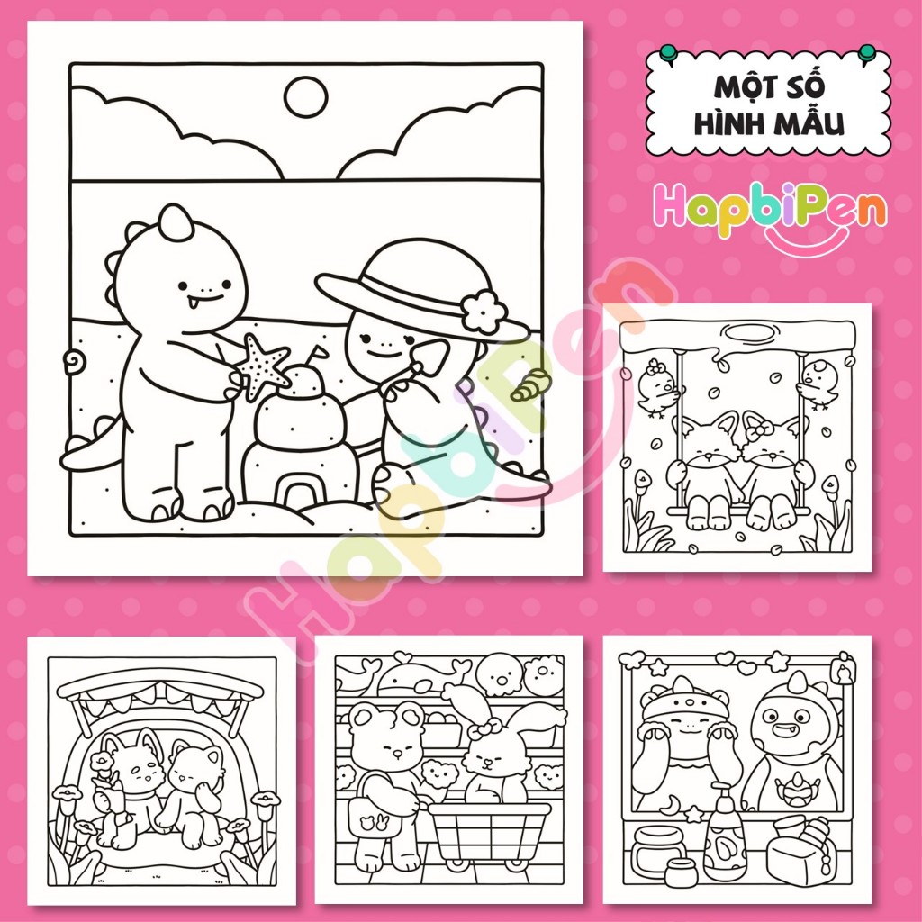 Tranh tô màu Cozy cho bé với 40 trang A4 A5 nét vẽ Boldline art 2 chú mèo đáng yêu Cat Love Vol 3
