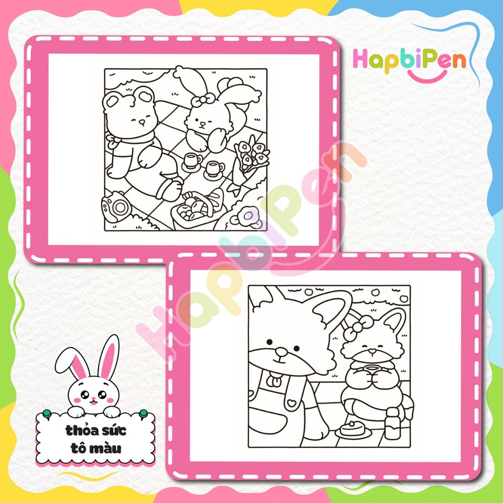 Tranh tô màu Cozy cho bé với 40 trang A4 A5 nét vẽ Boldline art 2 chú mèo đáng yêu Cat Love Vol 3