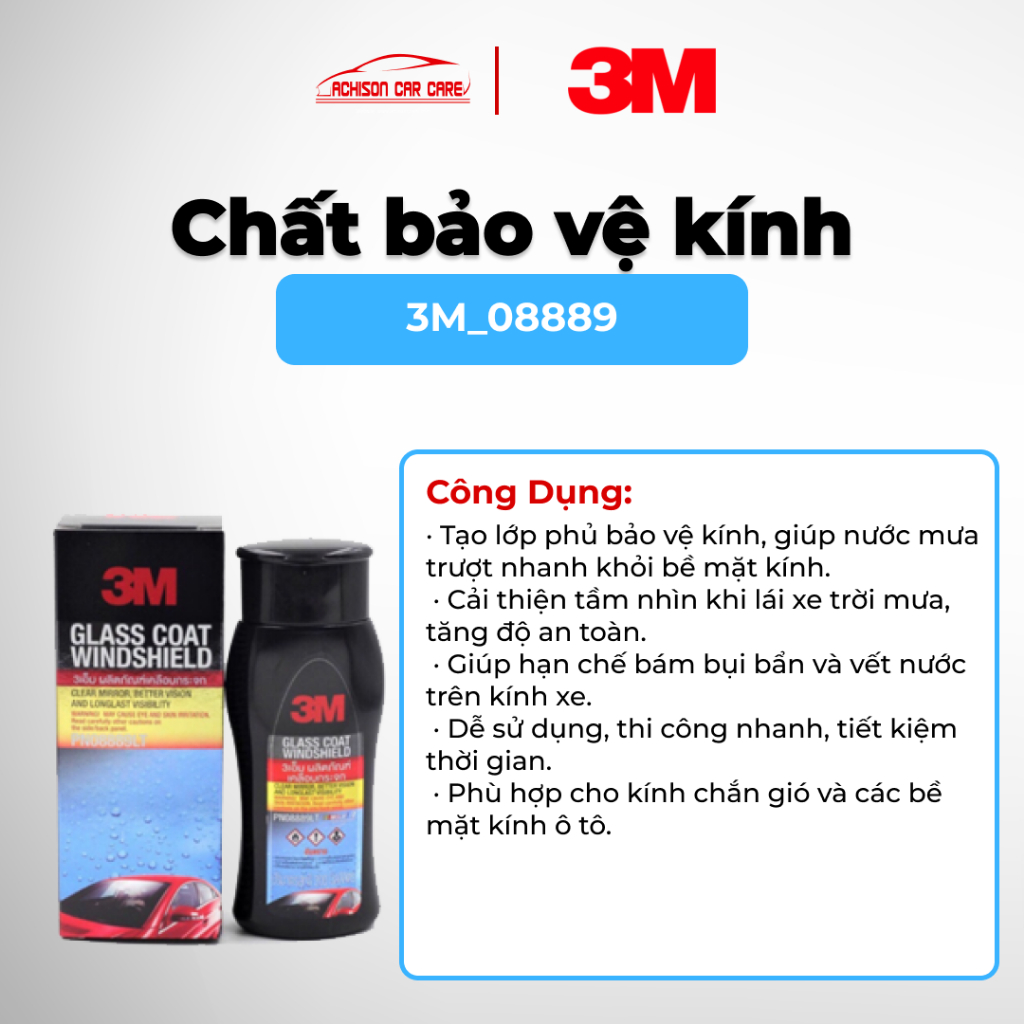 3M CHẤT BẢO VỆ KÍNH 250ML GIỮ KÍNH RÕ NÉT CHỐNG NƯỚC MƯA