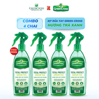 Combo 4 Chai Nước Rửa Tay Green Cross Total Protect Dạng Xịt 300ml - Diệt Khuẩn 99,9%, Dịu Nhẹ