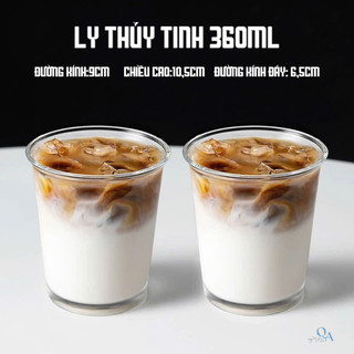 Ly Thủy Tinh Trơn Dáng Trụ Miệng Loe R106 360ML | Thiết Kế Đơn Giản Chuyên Uống Cà Phê, Matcha latte