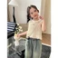 Set áo croptop bé gái ren trắng phối chân váy jean rách cá tính phong cách Hàn Quốc mẹ và bé 13-56kg