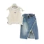 Set áo croptop bé gái ren trắng phối chân váy jean rách cá tính phong cách Hàn Quốc mẹ và bé 13-56kg