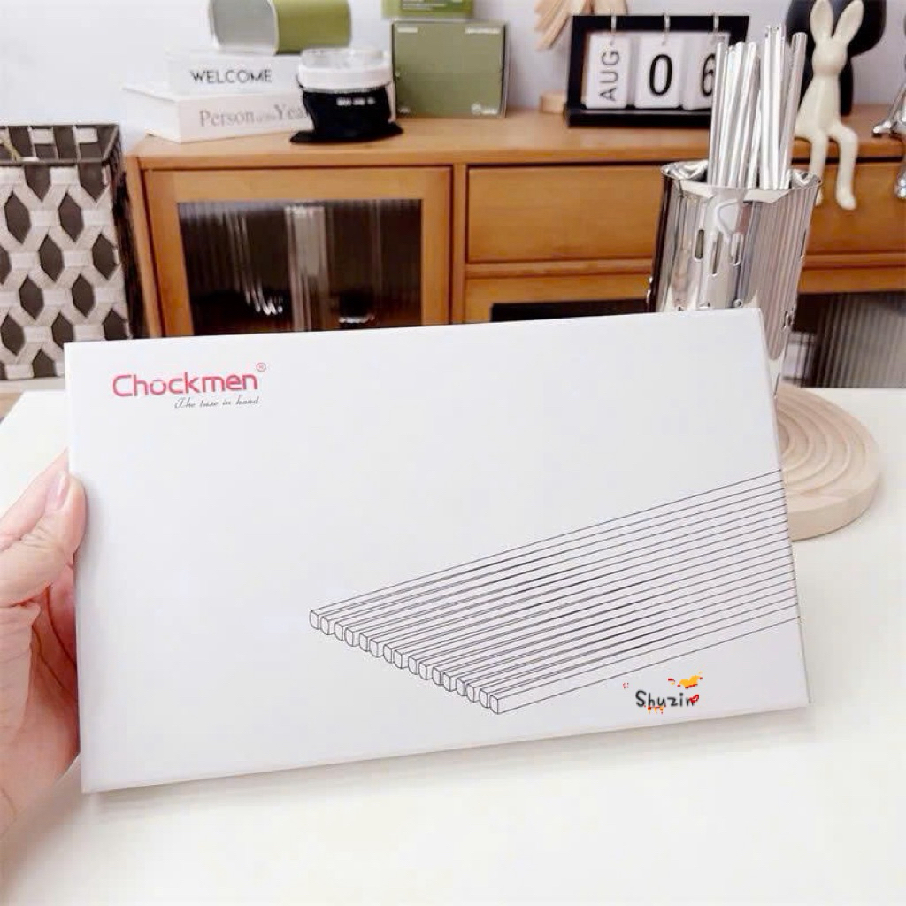 Hộp 10 đôi đũa vân đầu đũa Chockmen - C59