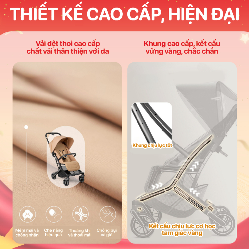 Xe Đẩy Bảo Hành 24 tháng Baobaohao Chính Hãng Z5 Cho Bé, Xe Đẩy Đa Năng Ngả Lưng Linh Hoạt, Dễ Gấp Gọn