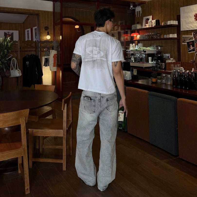 Bad Choices | Quần jeans ống suông PLAIN wash màu phong cách Menswear