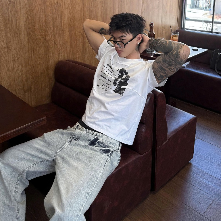 Bad Choices | Quần jeans ống suông PLAIN wash màu phong cách Menswear