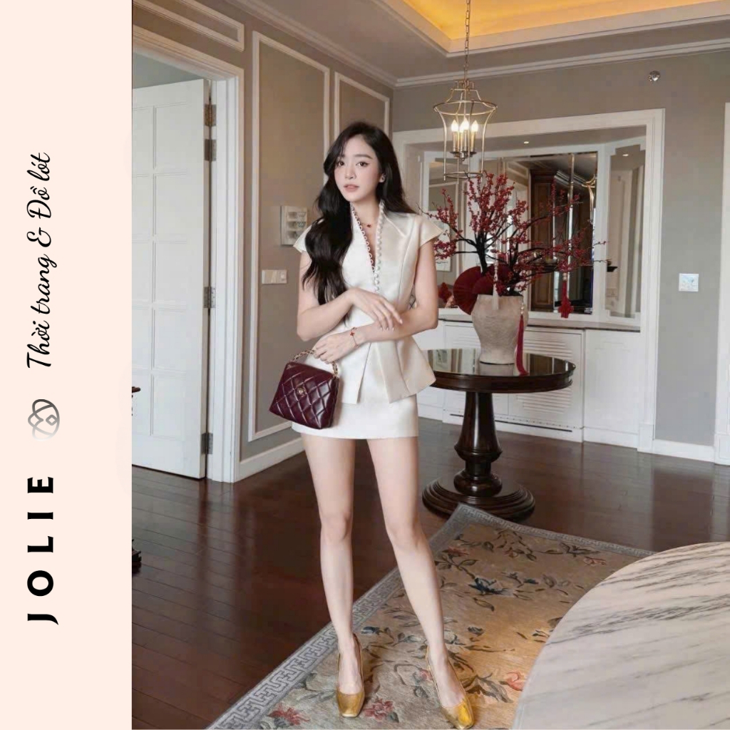 Set Bộ tacta Nữ JOLIE Cách Điệu Đính cúc bọc - Set Chân Váy Công Sở Sang Chảnh