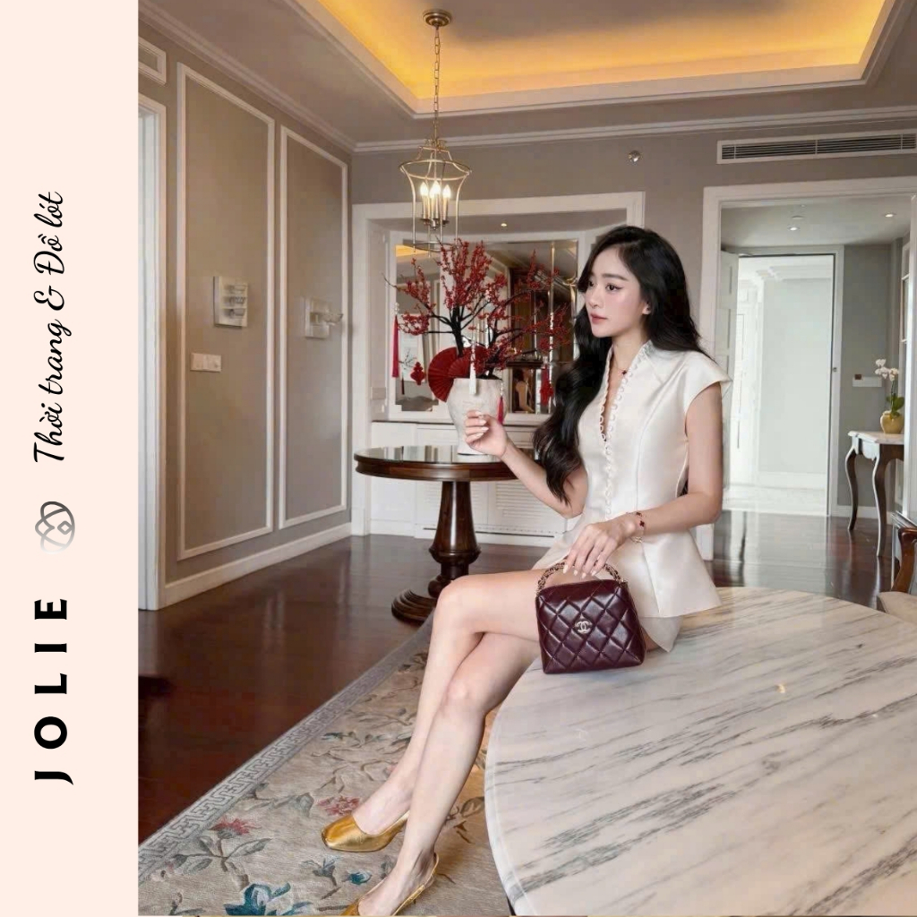 Set Bộ tacta Nữ JOLIE Cách Điệu Đính cúc bọc - Set Chân Váy Công Sở Sang Chảnh