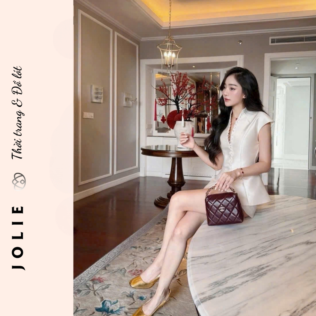 Set Bộ tacta Nữ JOLIE Cách Điệu Đính cúc bọc - Set Chân Váy Công Sở Sang Chảnh
