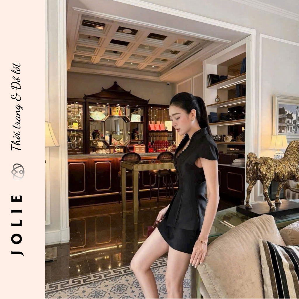 Set Bộ tacta Nữ JOLIE Cách Điệu Đính cúc bọc - Set Chân Váy Công Sở Sang Chảnh