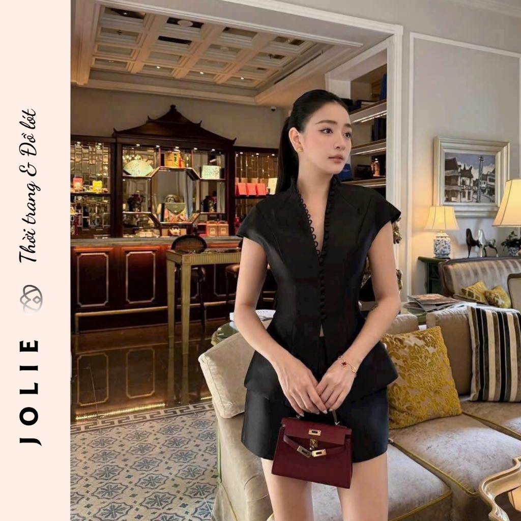 Set Bộ tacta Nữ JOLIE Cách Điệu Đính cúc bọc - Set Chân Váy Công Sở Sang Chảnh