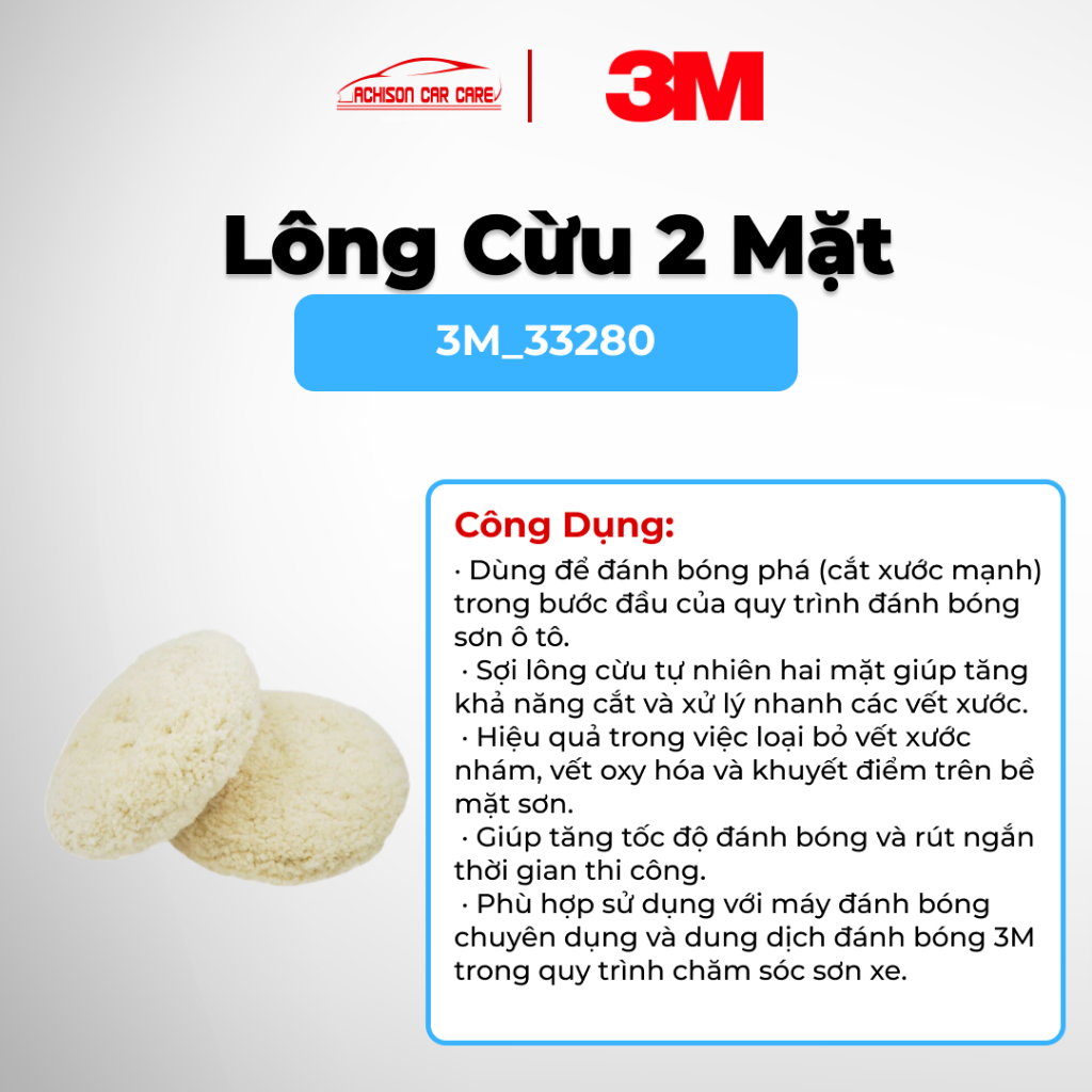 3M-33280 LÔNG CỪU 2 MẶT ĐÁNH BÓNG TĂNG ĐỘ BÓNG HOÀN THIỆN BỀ MẶT SƠN