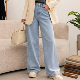 Quần Jean Bigsize Nữ Ống Rộng Cạp Cao Đứng Form Tôn Dáng Hottrend Dễ Phối Đồ 60-100kg -Q568