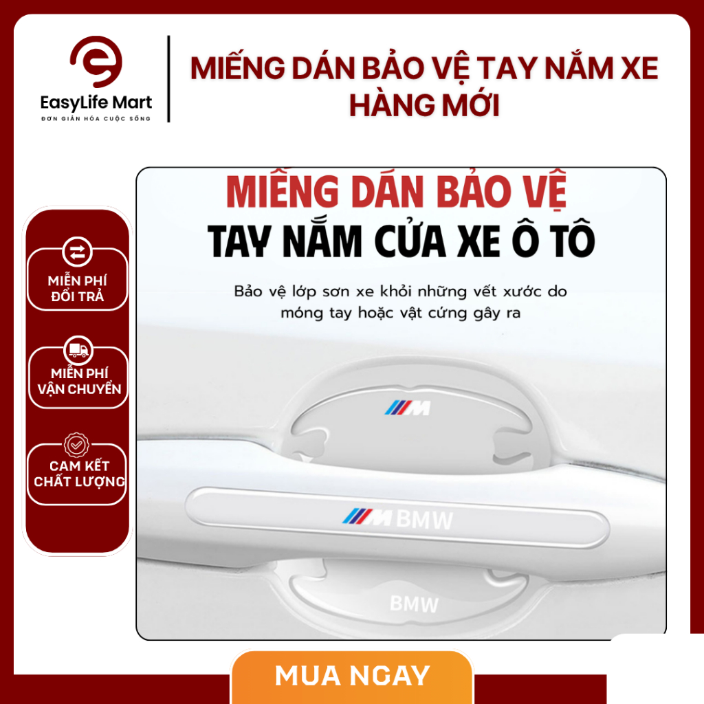 Miếng Dán Silicon Trong Suốt Chống Trầy Ô Tô Full Bộ 8 Chi Tiết Hốc Cửa, Tay Nắm, Gương Phù Hợp Nhiều Dòng Xe
