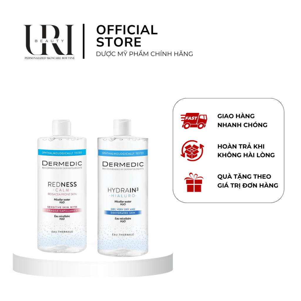 [Chính Hãng] DERMEDIC Redness Calm Micellar Water H2O – Nước Tẩy Trang Cho Da Khô Và Nhạy Cảm 500ml