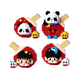 Mô hình lắp ghép mô phỏng các vdv bộ môn bóng bàn,đồ chơi khối xây dựng HT Toys