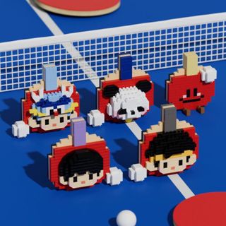 Mô hình lắp ghép mô phỏng các vdv bộ môn bóng bàn,đồ chơi khối xây dựng HT Toys