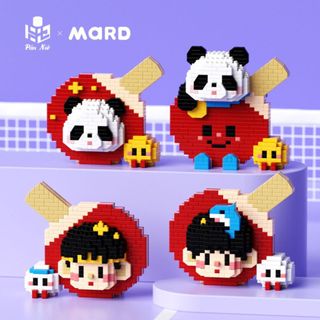 Mô hình lắp ghép mô phỏng các vdv bộ môn bóng bàn,đồ chơi khối xây dựng HT Toys