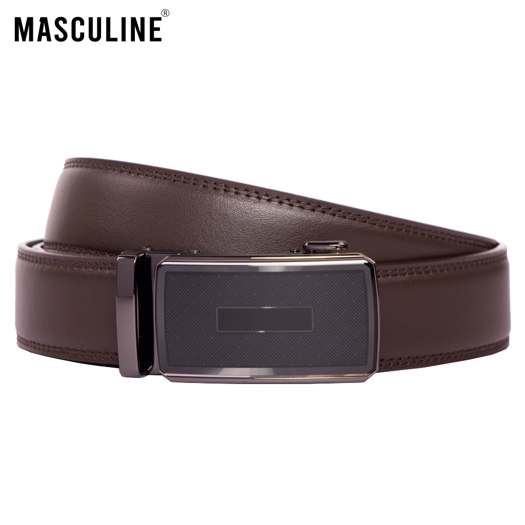 Thắt lưng nam MASCULINE DLN601 - Dây da bò trơn khóa lăn tự động bản 3.5cm có 4 mặt khóa lựa chọn